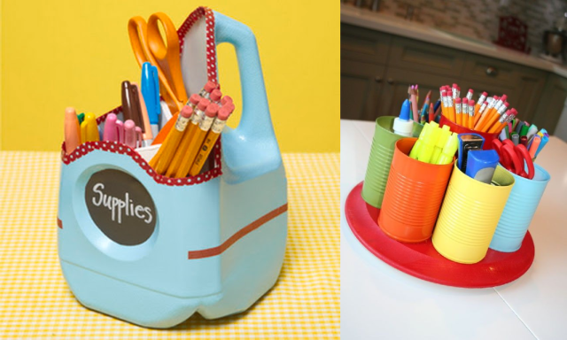 recycled-bottle School Supplies Container