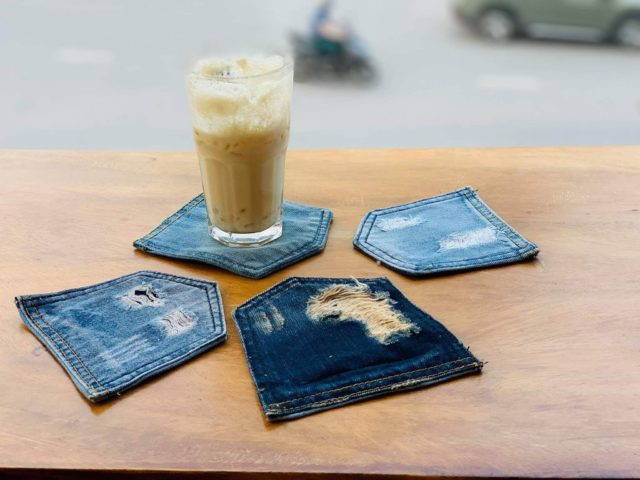 recycled denim coasters	
