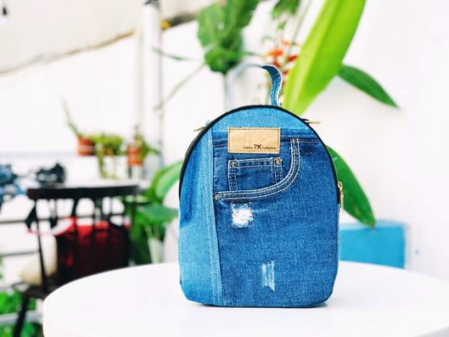 small denim backpack