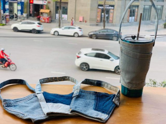 denim coffee holders