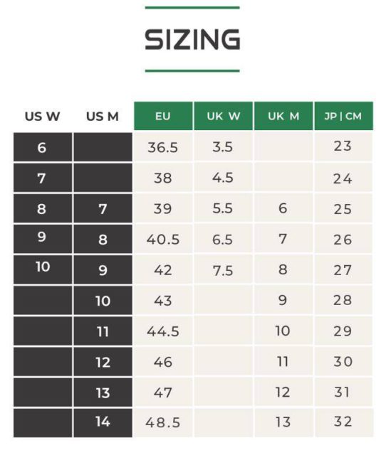 8000kicks size chart